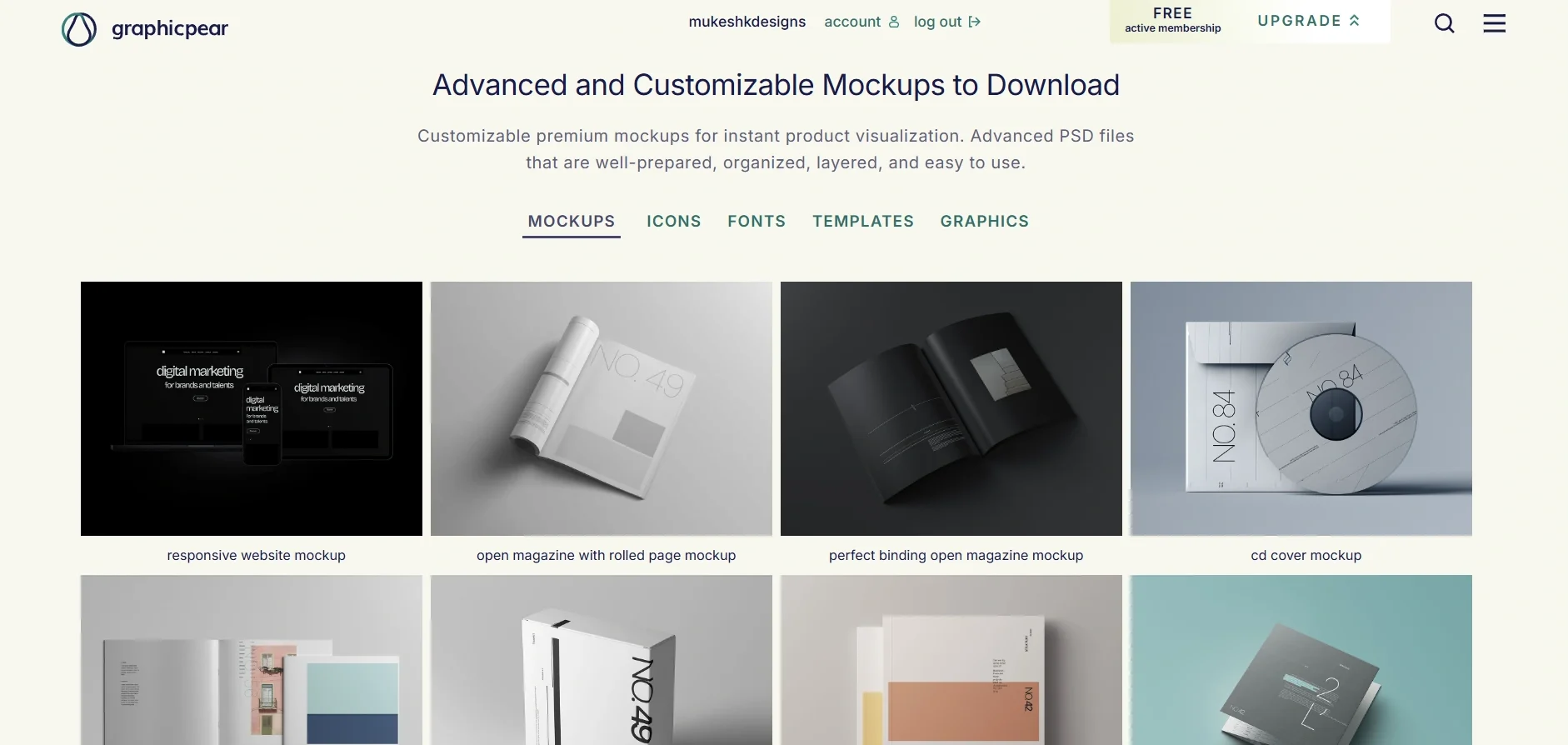 Freepik website offering free and premium mockups, graphics, and design resources for creatives